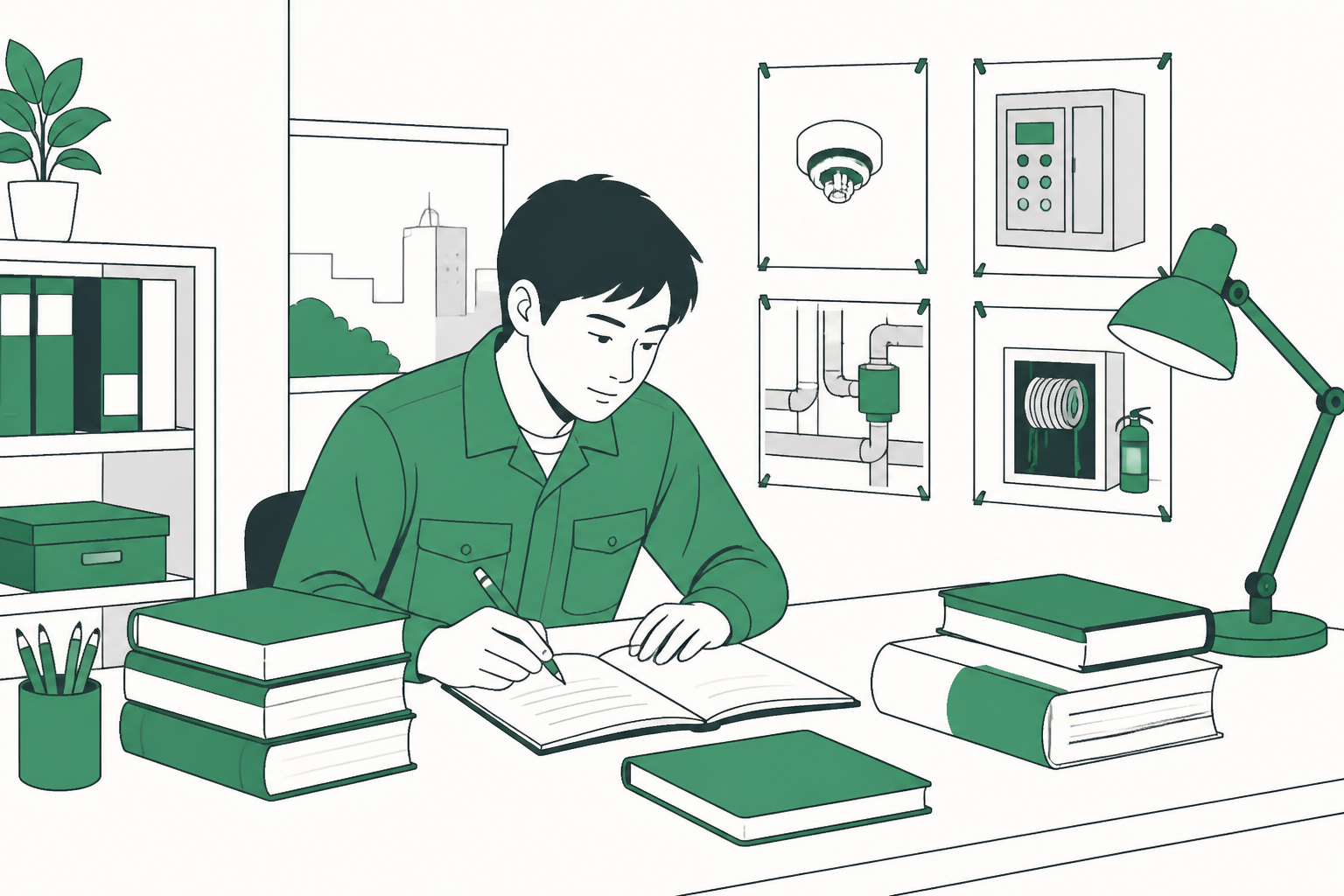 消防設備士試験の勉強風景