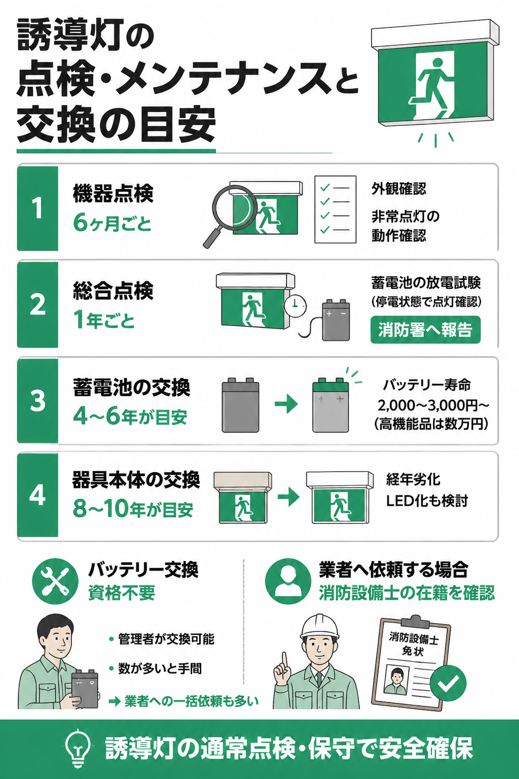 誘導灯の点検・交換スケジュール図解