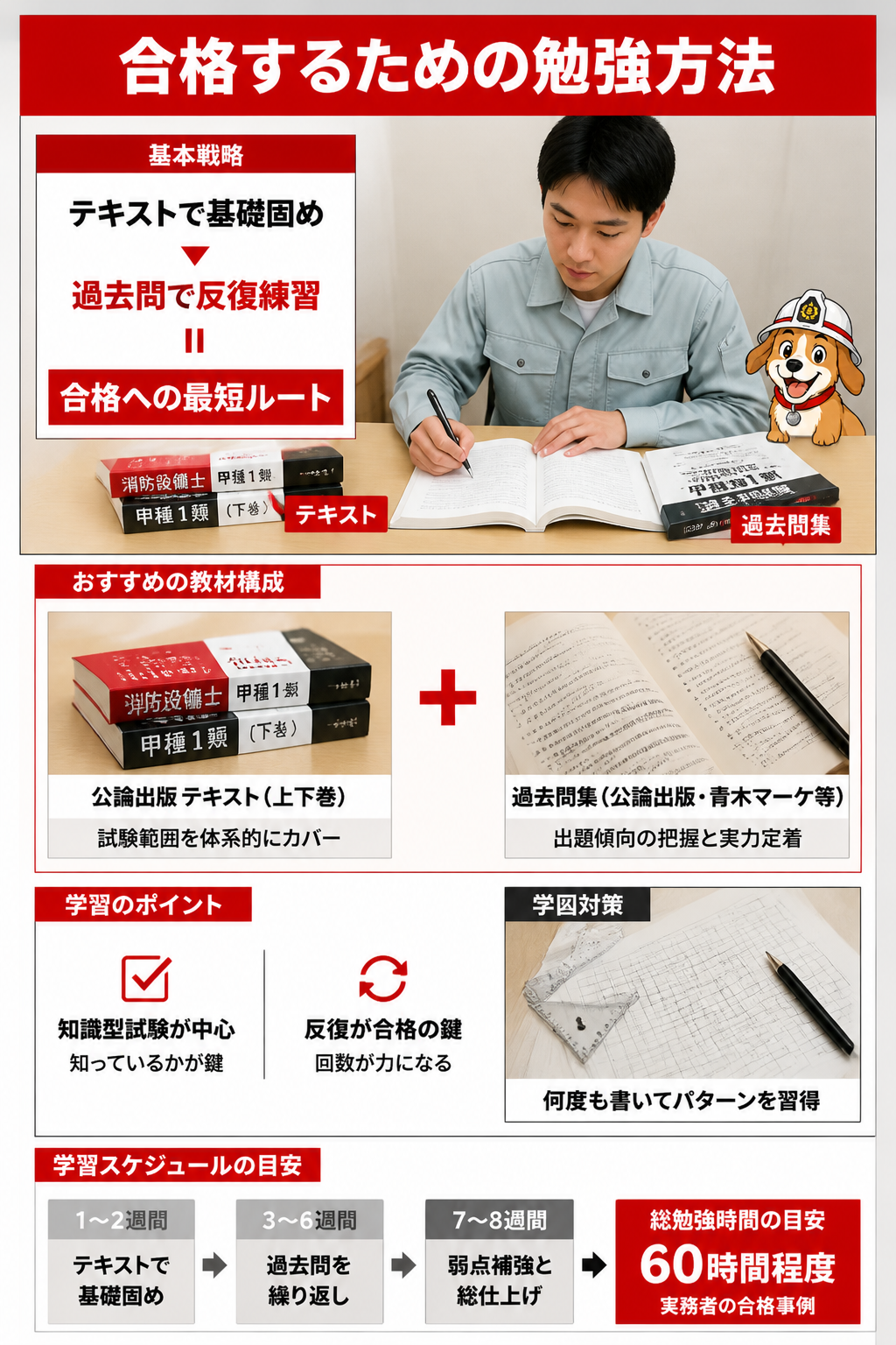 消防設備士甲種1類の勉強ステップ図解